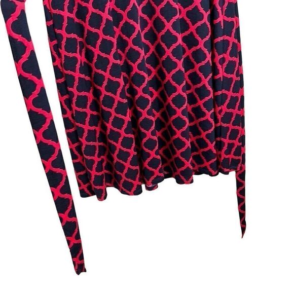 Mix by 41 Hawthorn blue & red wrap bodice sleeveless lined dress w self tie M - Picture 6 of 12